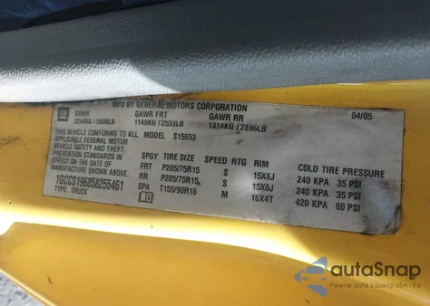 2005 Chevrolet Colorado Fleet из США, поврежденный, VIN 1GCCS196858255461